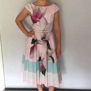 COPY - Ted Baker London Pale Pink Floral cap Sleeve Dress